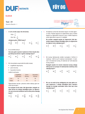 AYT MATEMATİK DUF - FÖY-6 - 2023