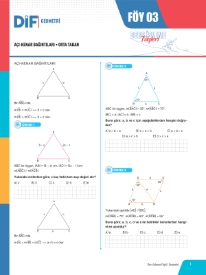 TYT-AYT GEOMETRİ DİF - FÖY-3 - 2023