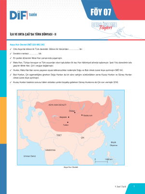 9. SINIF TARİH DİF - FÖY-7 - 2023