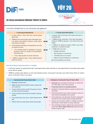 TYT-AYT TARİH DİF - FÖY-20 - 2023