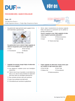 TYT FİZİK DUF - FÖY-1 - 2023