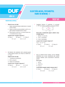 10. SINIF FİZİK DUF - FÖY-1 - 2022