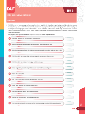2025 - 9. SINIF FİZİK DUF - FÖY-1