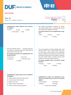 2024 - 9. SINIF TÜRK DİLİ VE EDEBİYATI DUF - FÖY-2