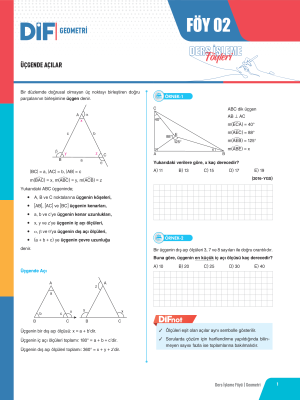 TYT-AYT GEOMETRİ DİF - FÖY-2 - 2023