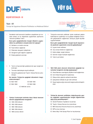 2025 - 11. SINIF COĞRAFYA DUF - FÖY-4