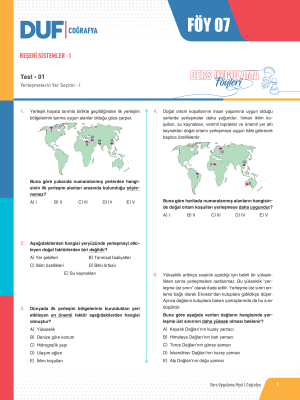 2025 - TYT COĞRAFYA DUF - FÖY-7