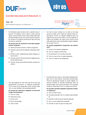 2024 - 10. SINIF FELSEFE DUF - FÖY-5