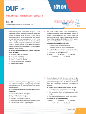 10. SINIF TARİH DUF - FÖY-4 - 2023