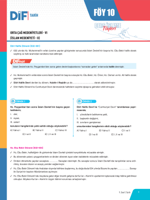 2024 - 9. SINIF TARİH DİF - FÖY-10