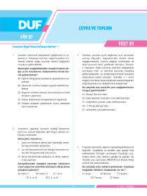 9.Sınıf Coğrafya - DUF - FÖY 7