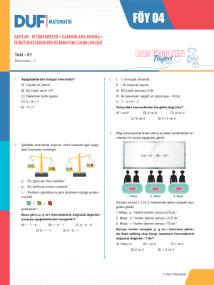 2024 - 9. SINIF MATEMATİK DUF - FÖY-4