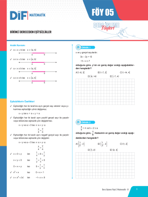 2024 - TYT MATEMATİK-B DİF - FÖY-5