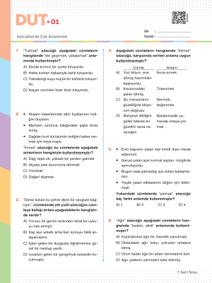 2025 - 7. SINIF TÜRKÇE DUT