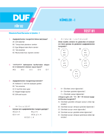 9. SINIF MATEMATİK DUF - FÖY-2 - 2022