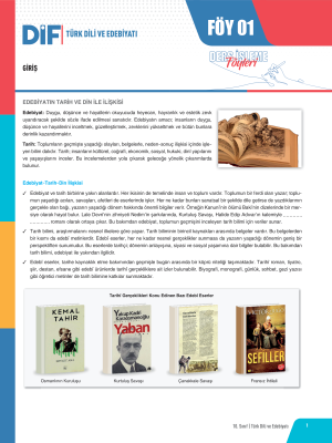 10. SINIF TÜRK DİLİ VE EDEBİYATI DİF - FÖY-1 - 2023