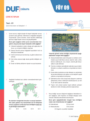 2025 - 11. SINIF COĞRAFYA DUF - FÖY-9