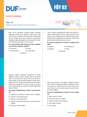 2024 - 10. SINIF FELSEFE DUF - FÖY-2