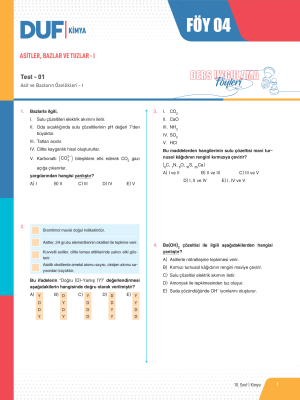 10. SINIF KİMYA DUF - FÖY-4 - 2023