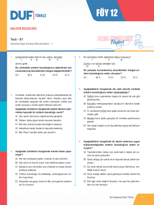 TYT TÜRKÇE DUF - FÖY-12 - 2023