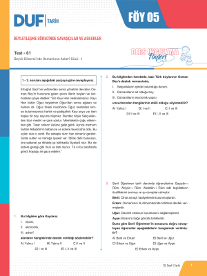 10. SINIF TARİH DUF - FÖY-5 - 2023