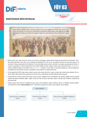 11. SINIF COĞRAFYA DİF - FÖY-3 - 2023