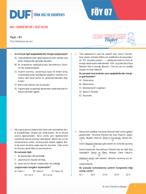 2024 - 10. SINIF TÜRK DİLİ VE EDEBİYATI DUF - FÖY-7