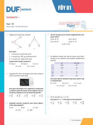 2025 - 11. SINIF MATEMATİK DUF - FÖY-1