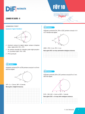 2025 - 11. SINIF MATEMATİK DİF - FÖY-10