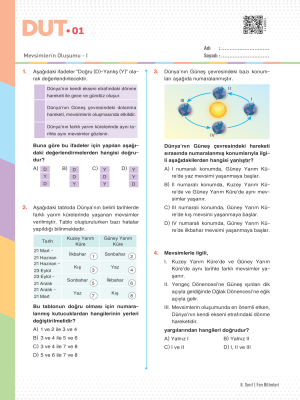 2025 - 8. SINIF FEN BİLİMLERİ DUT
