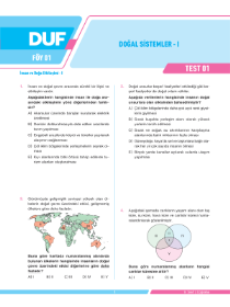 9. SINIF COĞRAFYA DUF - FÖY-1 - 2022 