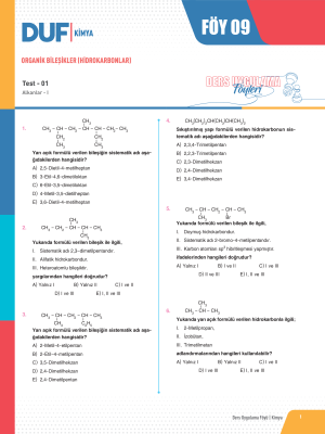 AYT KİMYA DUF - FÖY-9 - 2023