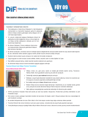 AYT EDEBİYAT DİF - FÖY-9 - 2023