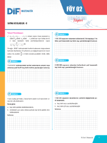 10. SINIF MATEMATİK DİF - FÖY-2 - 2022