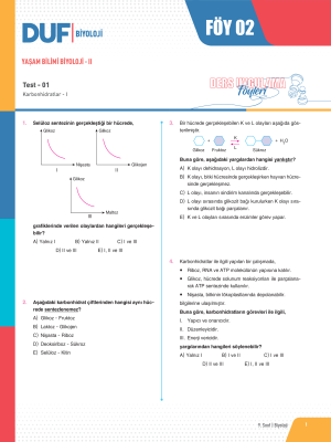 9. SINIF BİYOLOJİ DUF - FÖY-2 - 2023
