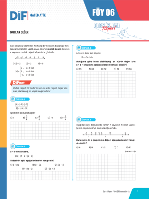 2025 - TYT MATEMATİK A DİF - FÖY-6