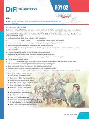 10. SINIF TÜRK DİLİ VE EDEBİYATI DİF - FÖY-2 - 2023