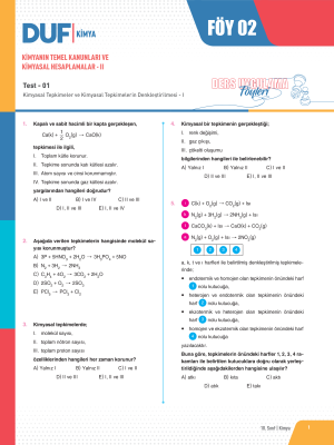 2024 - 10. SINIF KİMYA DUF - FÖY-2