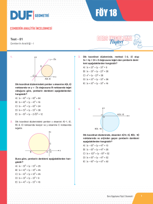 TYT-AYT GEOMETRİ DUF - FÖY-18 - 2023