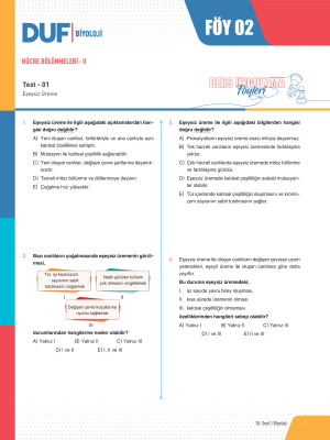 2024 - 10. SINIF BİYOLOJİ DUF - FÖY-2