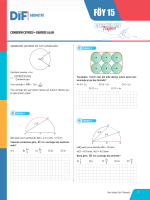 TYT-AYT GEOMETRİ DİF - FÖY-15 - 2023
