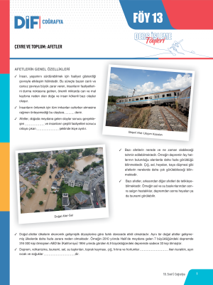 10. SINIF COĞRAFYA DİF - FÖY-13 - 2023