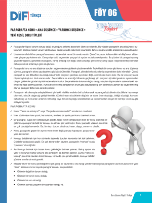 TYT TÜRKÇE DİF - FÖY-6 - 2023
