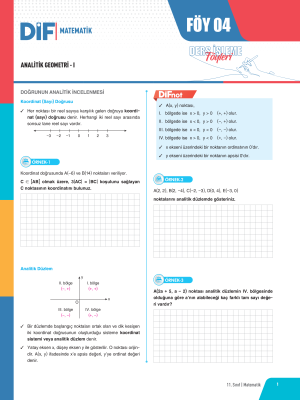 2025 - 11. SINIF MATEMATİK DİF - FÖY-4
