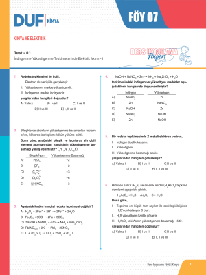 AYT KİMYA DUF - FÖY-7 - 2023