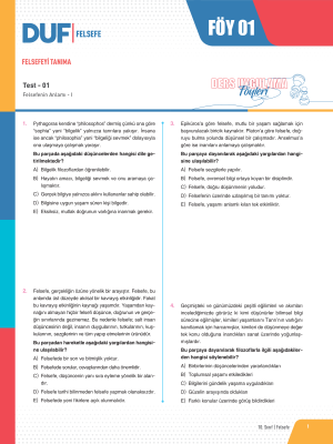 2024 - 10. SINIF FELSEFE DUF - FÖY-1