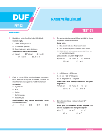 9. SINIF FİZİK DUF - FÖY-2 - 2022