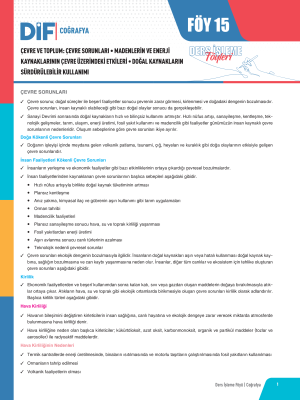 2025 - AYT COĞRAFYA DİF - FÖY-15