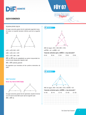 TYT-AYT GEOMETRİ DİF - FÖY-7 - 2023