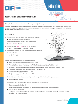 TYT TÜRKÇE DİF - FÖY-9 - 2023